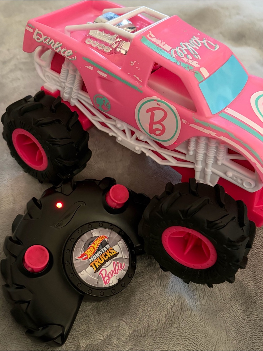 Barbie Pink Remote Control Monster Truck - Kids Toys